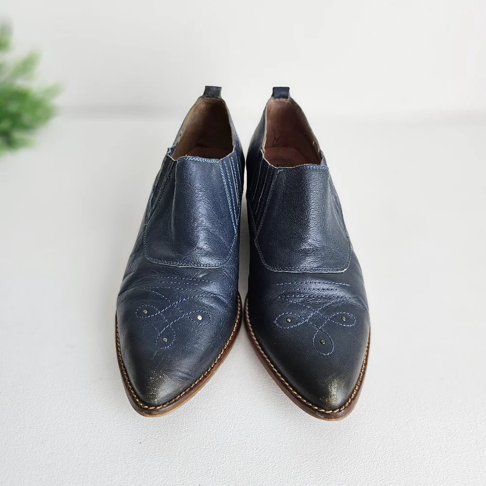 Anthropologie Sixty Seven Blue Leather Ankle Boots – Women’s EU 41 US 9.5 10